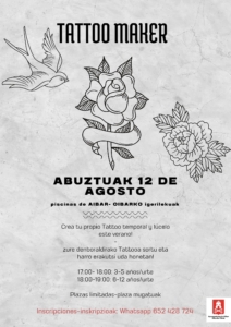 TALLER TATTOO MAKER @ PISCINAS DE AIBAR/OIBARKO IGERILEKUAK